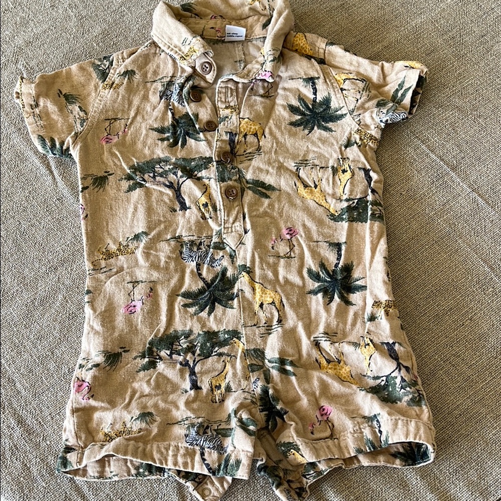 Old Navy Safari Print Button-Up Romper